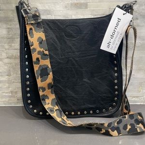 AhDorned Vegan Leather Messenger Bag Leopard Leopard Strap